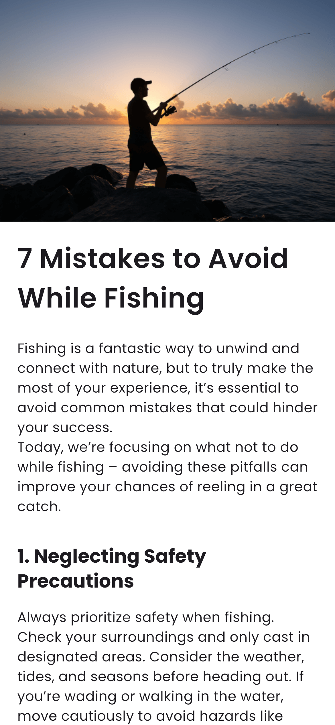 Exploring fishing articles